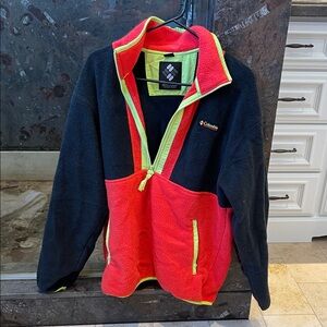 Columbia Kids Puffer Jacket - Black and Red with Neon Accents